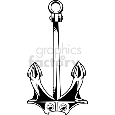 A black and white clipart image of a classic anchor.