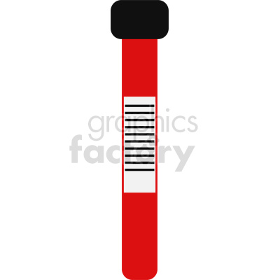 The clipart image shows a vial or test tube containing blood. The vial has a red stopper indicating that it is likely a medical sample collected for testing or analysis.
