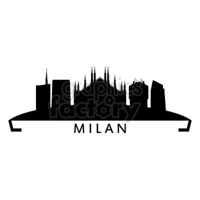 Silhouette of Milan's skyline featuring iconic buildings and landmarks.