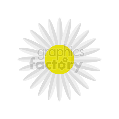 Clipart image of a white daisy with a yellow center.