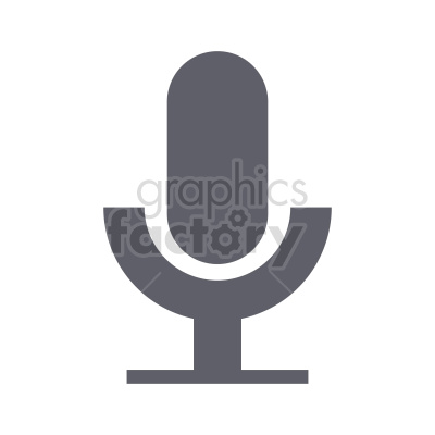 A gray microphone icon on a white background, resembling a classic studio microphone.