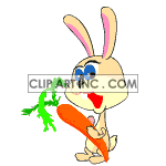 Blinking eye animated easter bunny with carrot