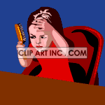 Animated girl brushing her hair