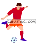 Animated soccer player kicking the ball