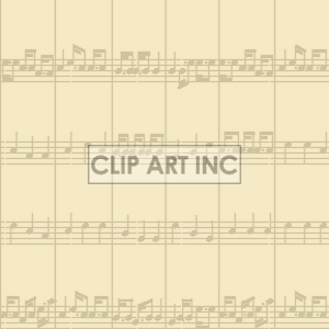A seamless pattern of musical notes and staves against a light beige background.