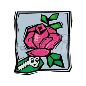 Cartoon Rose and Worm