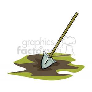 Spade digging in the dirt