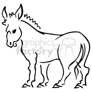 The line art image depicts a donkey standing sideways and facing the left.