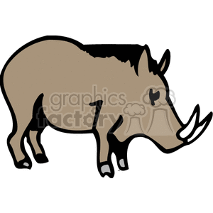 The clipart image features a stylized representation of a wild pig, commonly known as a boar or hog. Characteristics indicating it might be an African warthog include the prominent tusks and the general body shape.