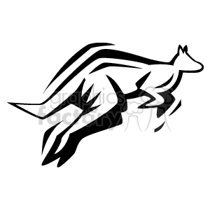 Black and white abstract kangaroo jumping