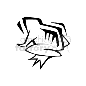 The image is a black and white abstract clipart illustration of a frog. The style is simplified and graphic, emphasizing the shapes and contours that characterize the amphibian, such as its rounded body and limbs.