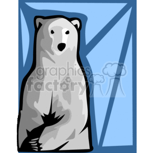 The clipart image shows a cartoon polar bear standing on two legs with its arms in front of it. The bear has a white body with visible ears and black snout and eyes.