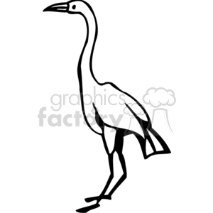 Black and white clipart image of a crane standing upright.