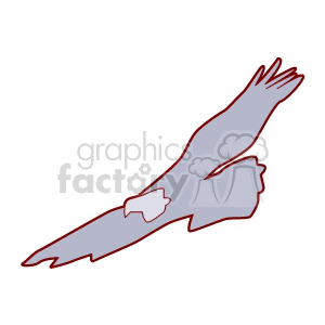 Clipart image of an eagle in flight, outlined in red with a simple design.