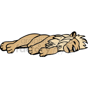 The image depicts a clipart of a sleeping lion. The lion is shown in a relaxed, laying down position with its eyes closed, signifying rest or sleep.