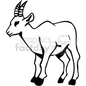 The clipart image depicts a stylized illustration of an antelope or gazelle. It features the animal in profile with notable horns and a simple outline representing its body and legs.