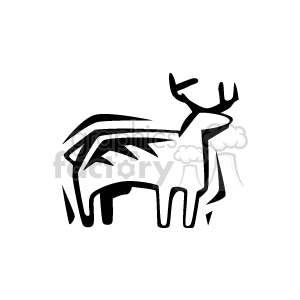 The image is a simple black and white clipart of a deer, specifically a buck, characterized by its antlers.