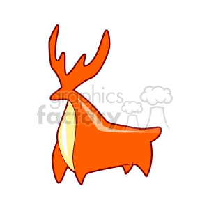 The image is a simple, stylized clipart of a deer. It features the side profile view of the deer with a prominent antler. The deer is orange with a lighter shade possibly representing the belly area. The outline and styling are minimalistic, suggesting it might be used for a logo, icon, or children's illustration.