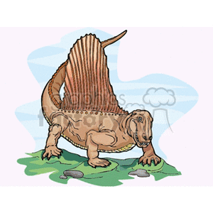 Cartoon Dinosaur with Spiked Sail-Fin