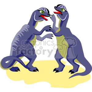 Funny Cartoon Dinosaurs in Confrontation