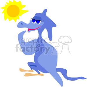 Funny Blue Dinosaur Enjoying the Sun