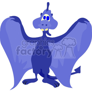 Cartoon Blue Dinosaur with Wings