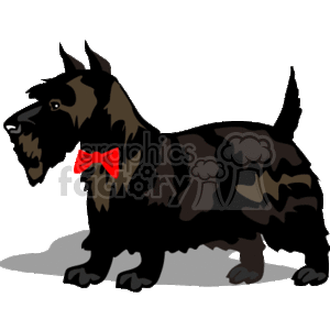 The clipart image shows a cute and playful brown puppy of the terrier breed, with pointy ears, a black nose, and a wagging tail. 