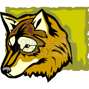 The clipart image shows a stylized wolf's head. It has a green background.