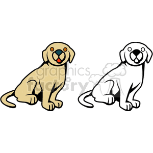 Cartoon Dog - Colored and Outline Illustrations of Puppies.