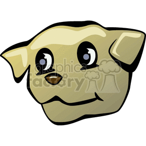 The image shows a stylized clipart of a dog's face. It features simplistic and cartoonish details with large, expressive eyes, and a cute small nose.