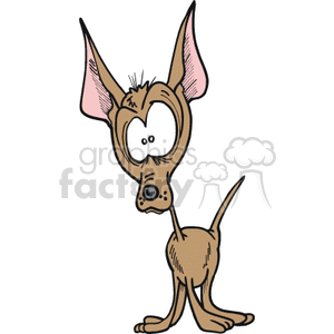 The image depicts a cartoon of a small, tan Chihuahua dog with large, exaggerated ears. The Chihuahua appears to have a surprised or startled expression with wide, googly eyes and a slightly tilted head.