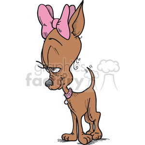 Small girl dog with a pink bow in its hair
