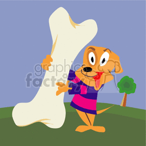 Cartoon Dog with Large Bone