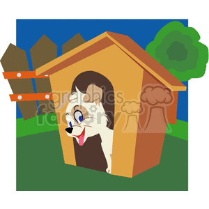 White puppy in it's dog house
