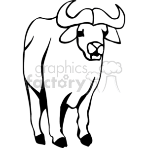 The image is a black and white clipart of a bull. It's a simple line drawing showing a bull with its prominent horns and body features.