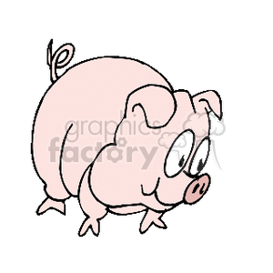 The clipart image features a cartoon of a pink pig with a curly tail, large eyes, and a prominent snout.