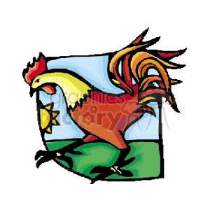 Cartoon Rooster - Colorful Farm Animal