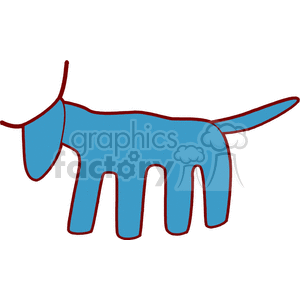 This clipart image depicts a very simplified and stylized representation of a cow or bull. The figure is comprised of basic shapes with a blue body, and lines representing legs and the head, without any detailed features.