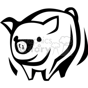 The image is a black and white clipart of a smiling pig, represented in a simplified and stylized manner. 