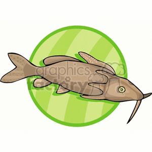 Cartoon Catfish on Green Background