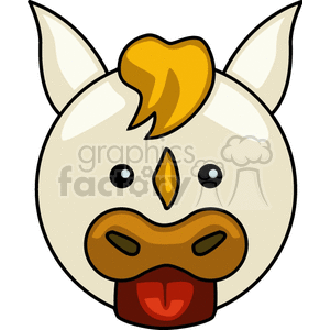This clipart image features a cartoon-style horse head with a playful and friendly expression.
