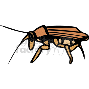 A clipart image of a brown cockroach with distinct body parts including antennae, legs, and wings.