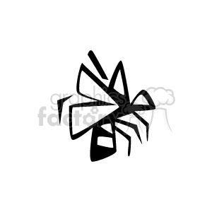 A black and white geometric illustration of an insect, resembling a wasp or bee.