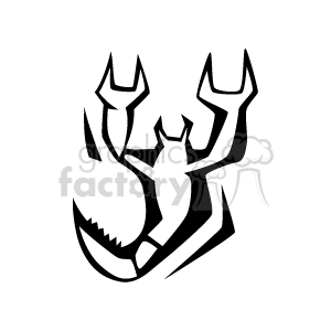 This is a black and white clipart image of a scorpion.