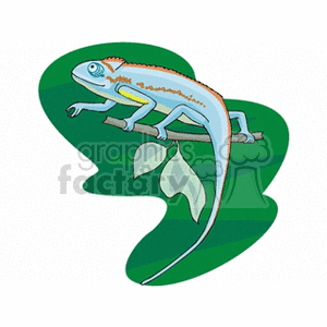 Cartoon Chameleon Illustration on Leaf