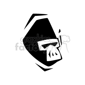 A black and white clipart image of a gorilla's face in a stylized, geometric design.