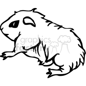 The clipart image features a simple black and white line drawing of a hamster. The hamster is depicted in profile, with its eye, ear, and paws visible, and its fur texture is suggested by lines.