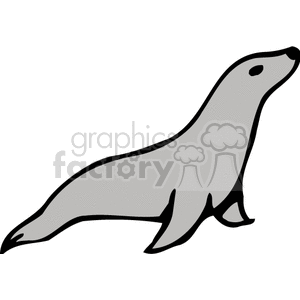 The image is a simple clipart representation of a seal. The seal appears to be in a side profile, poised as if it is moving or getting ready to enter the water.
