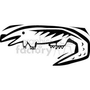 The clipart image depicts a stylized black and white illustration of an alligator or crocodile. The animal is simplified into line art and it's not engaged in any particular activity, such as going into water, in this specific image.