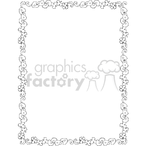 The image shows a decorative border that features a series of embellishments and clover-like designs. It is a black and white clipart, which could be used to frame or decorate a page, potentially for educational materials, given the keywords related to school and learning. The design is ornamental and symmetrical, repeating along the vertical and horizontal edges of a page.